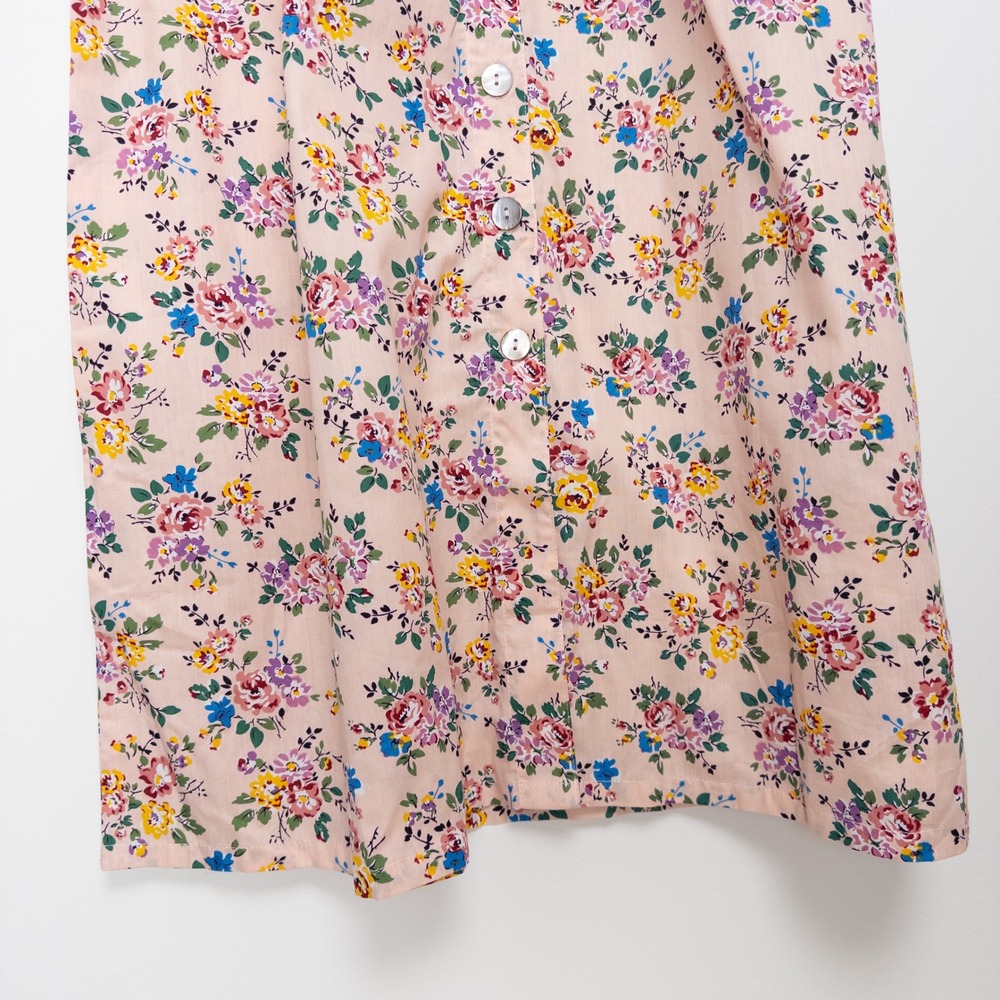 Vermont Country Store Pink Floral Cotton Button Front Midi Dress Pockets S - Picture 5 of 10
